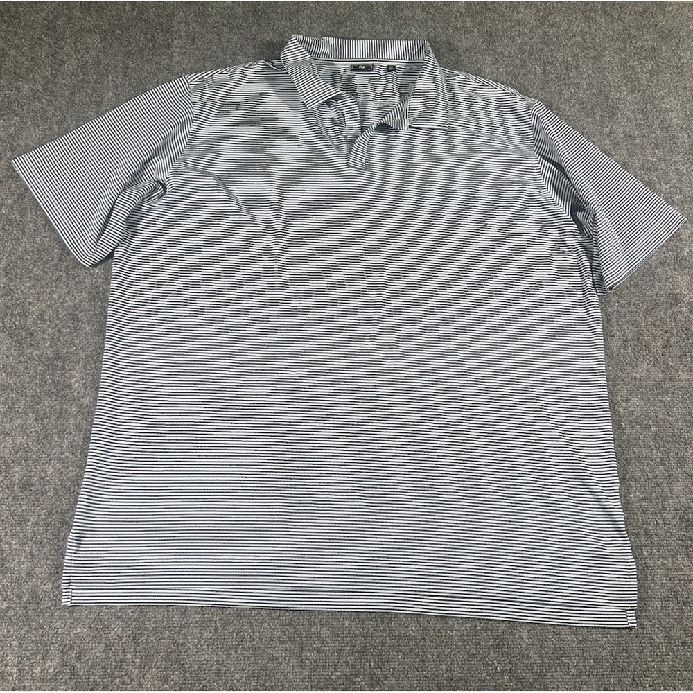 Footjoy Mens 2XL Blue Striped Golf Polo Comfort Stretch Outdoor Performance EUC